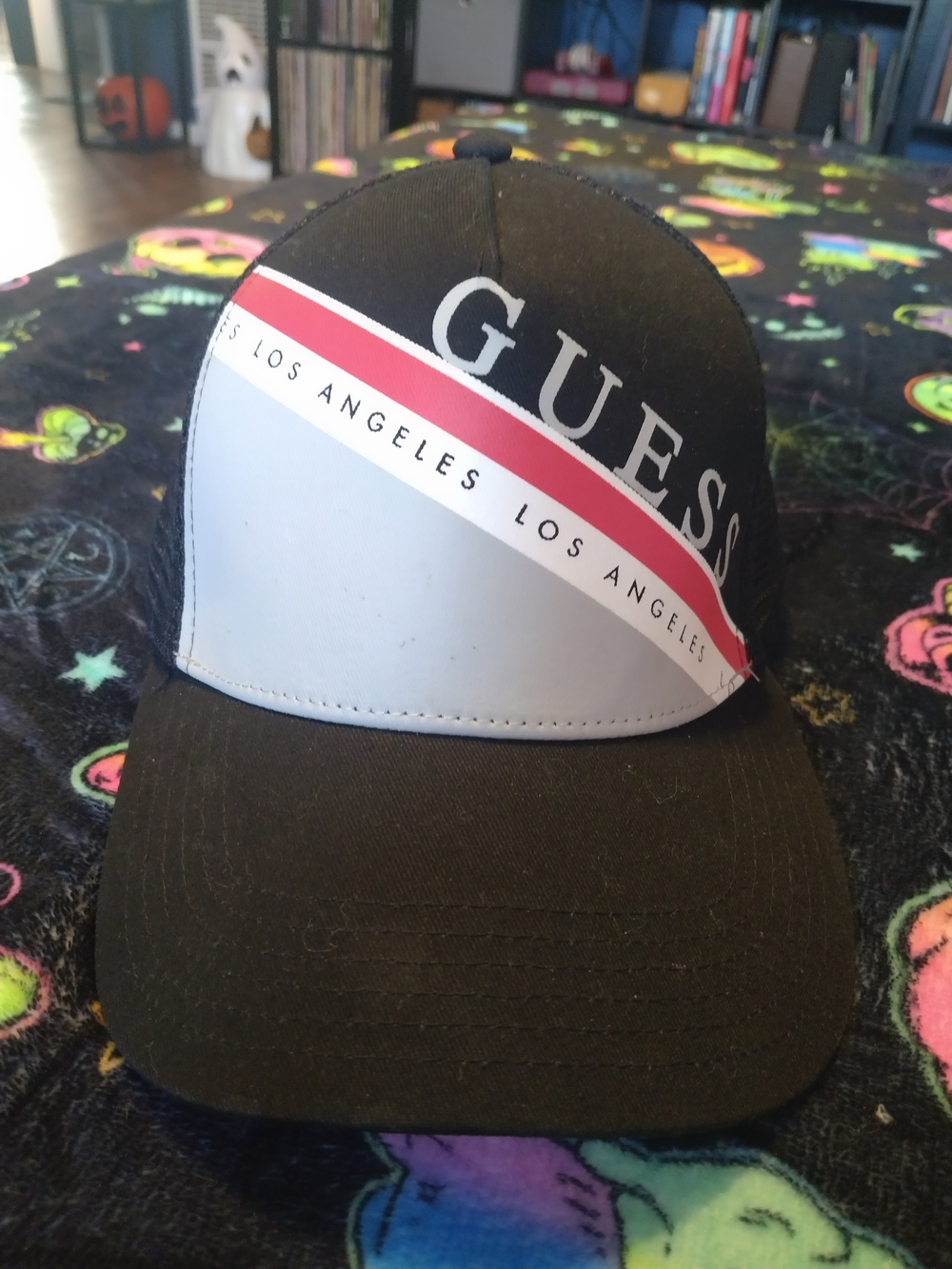 GUESS Los Angeles Black Cap with White & Red Accent